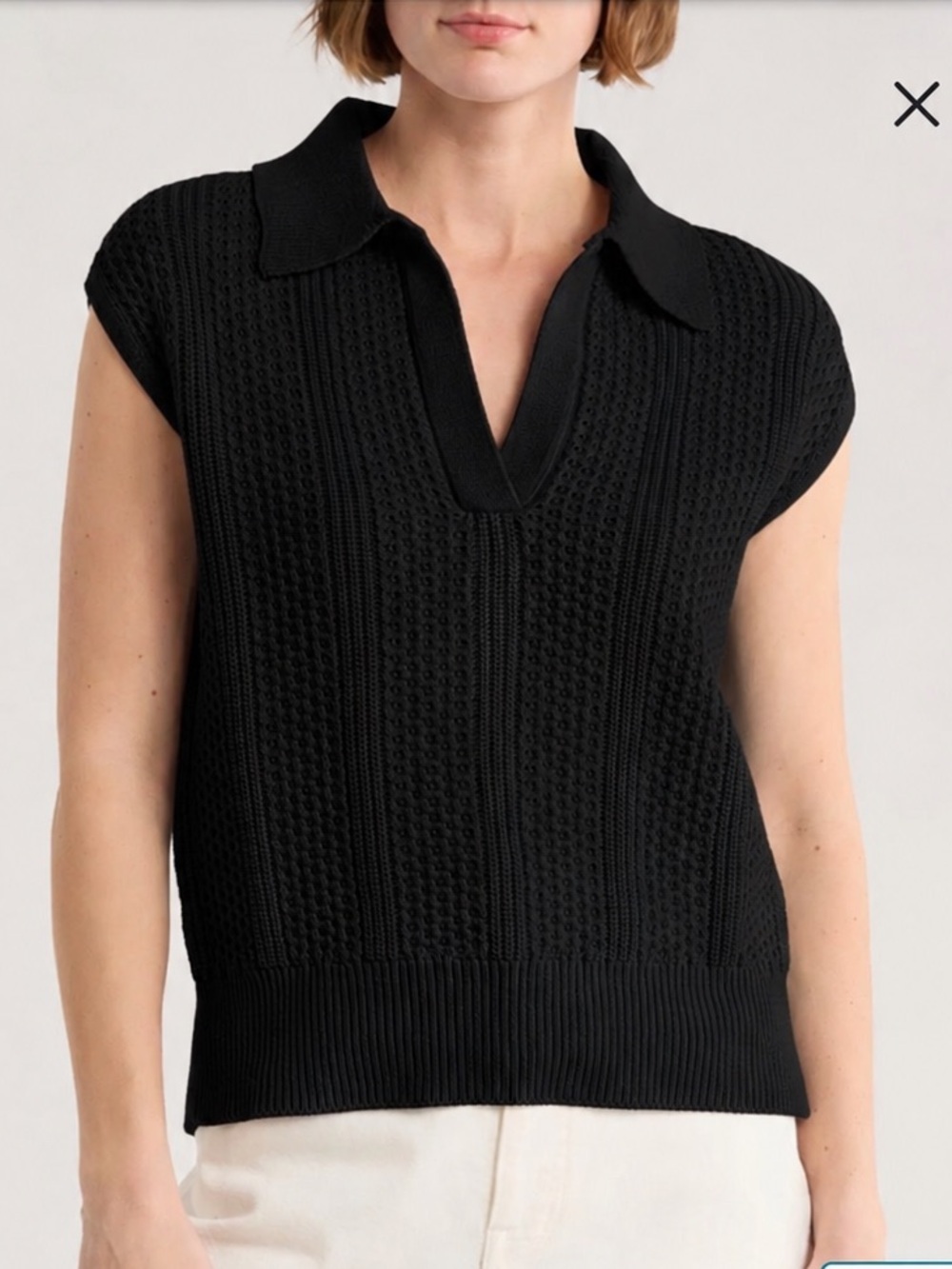NWT Elie Tahari Oversized Boxy Fisherman Polo Sweater Vest S